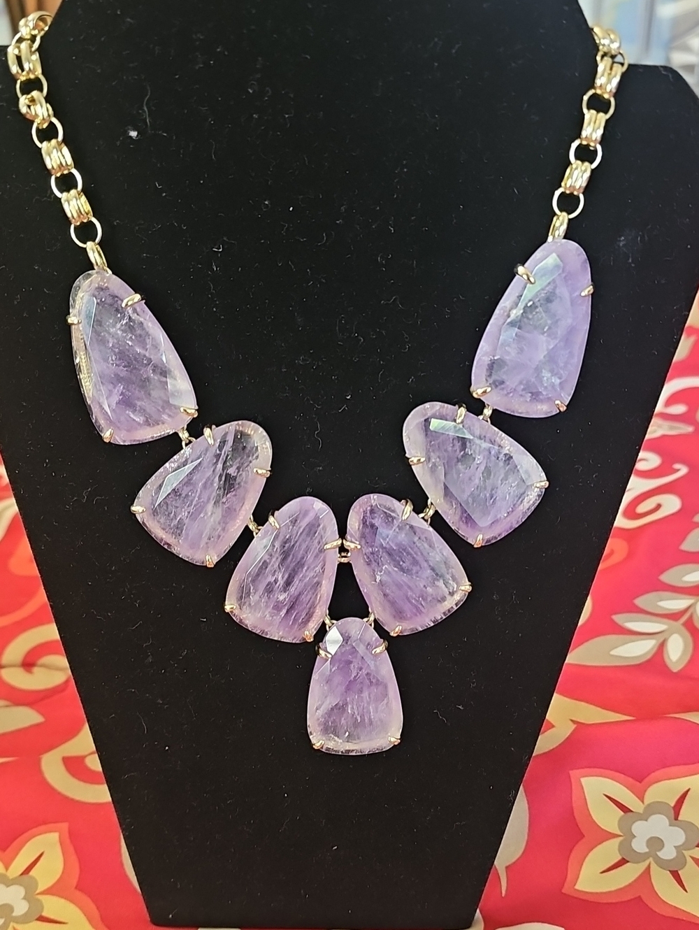 Kendra Scott Purple Raw Stone Gold Necklace
